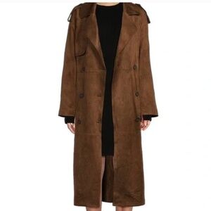 GB Chocolate Brown Vegan Suede Long Jacket